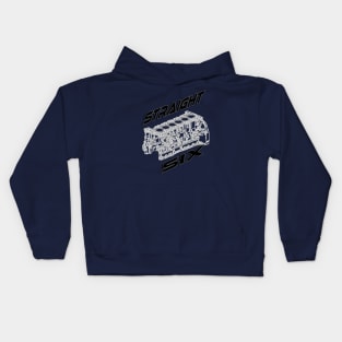 Engine Block Straight 6 (Black) Kids Hoodie